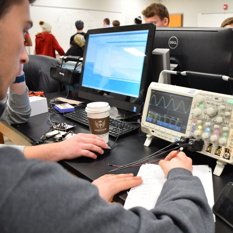 A student works in the digital systems class.