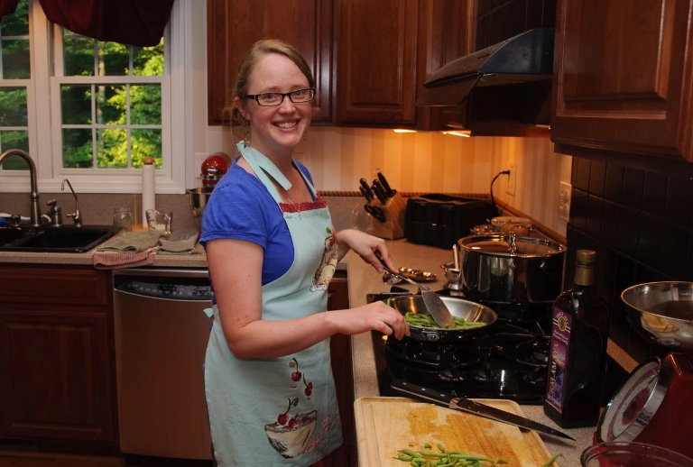 Registered dietitian Katie Shepherd cooks vegetables