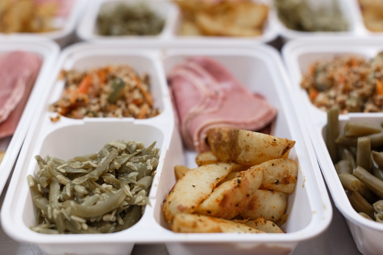 A close up of one of the on-the-go meals prepared for Paws' Express.