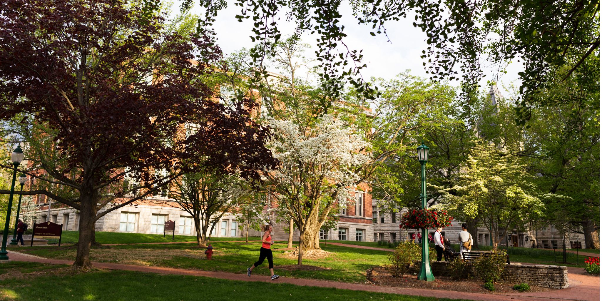 A spring scene of the Old Crescent area of the Bloomington campus.