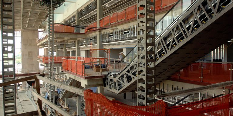 The interior of the Campus Center during its construction.