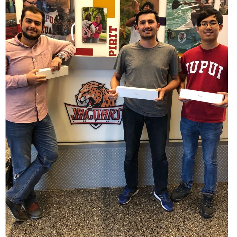 IUPUI students, from left: Abdulmecit Gungor, Sarkhan Badirli and Sarun Gulyanon.