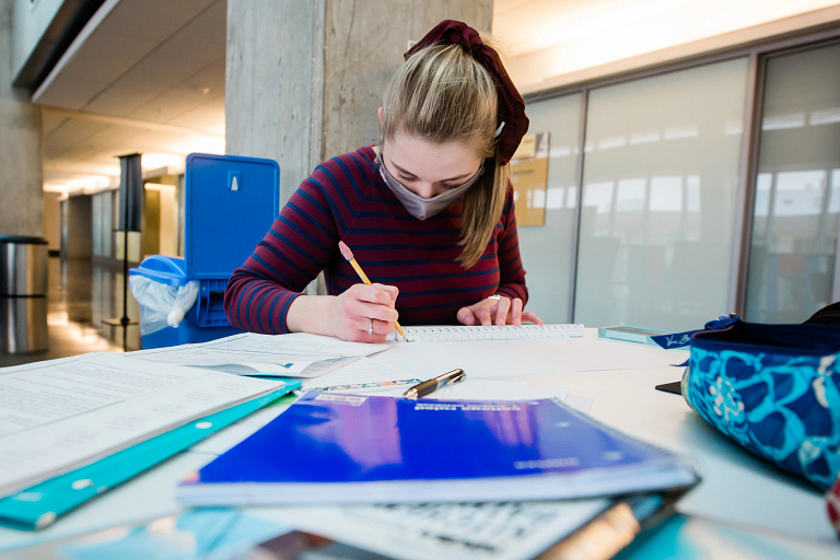 student studying