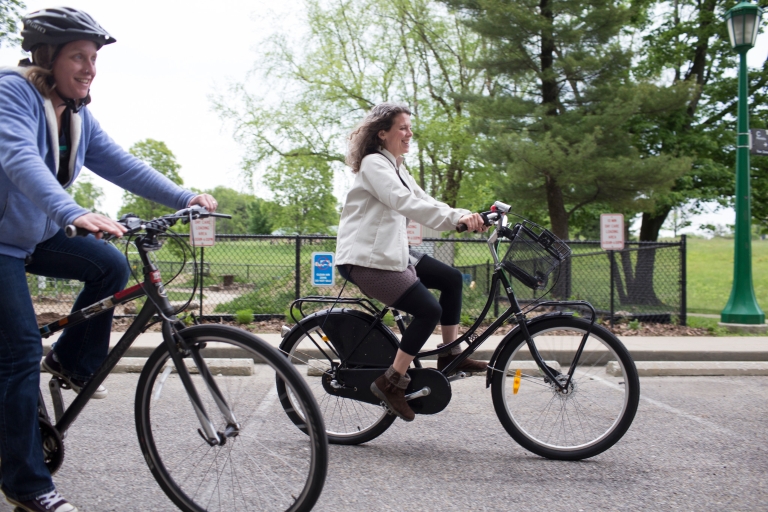 people ride bikes to work