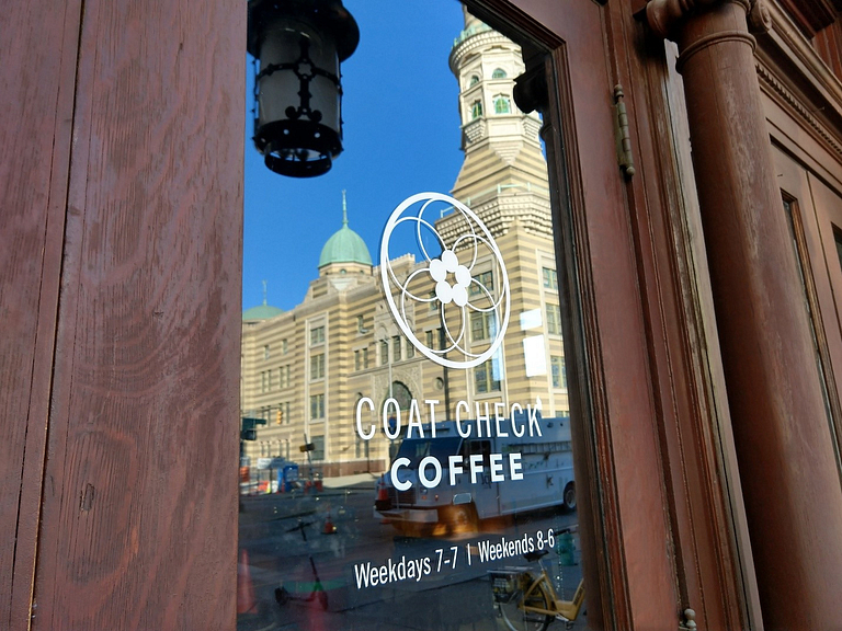 Coat Check Coffee is located on Massachusetts Avenue.