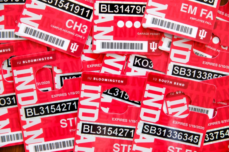 A pile of parking permits for the 2019-20 academic year