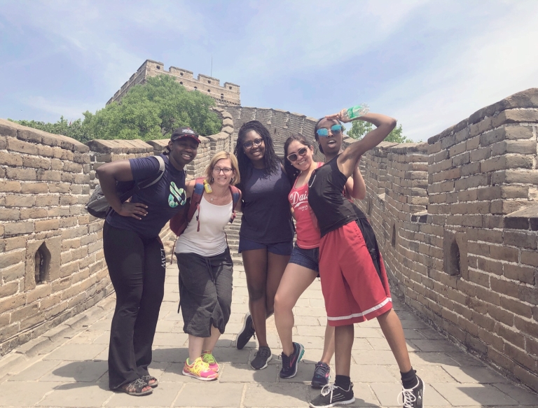 Students at the Great Wall of China