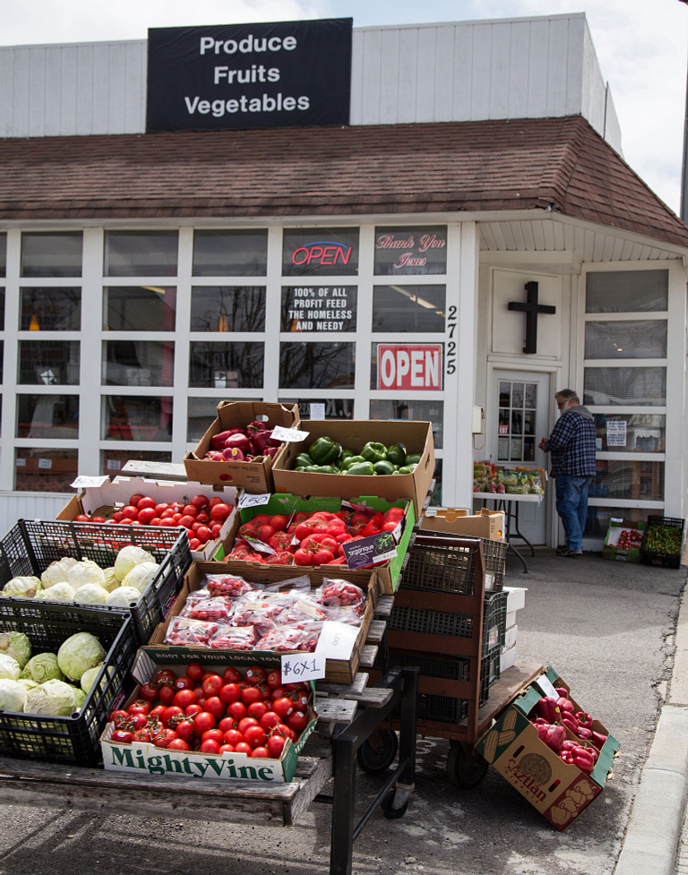 Produce stand in the near west neighborhood