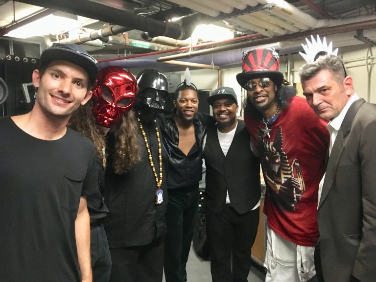Bobby Davis poses for a photo with Bootsy Collins