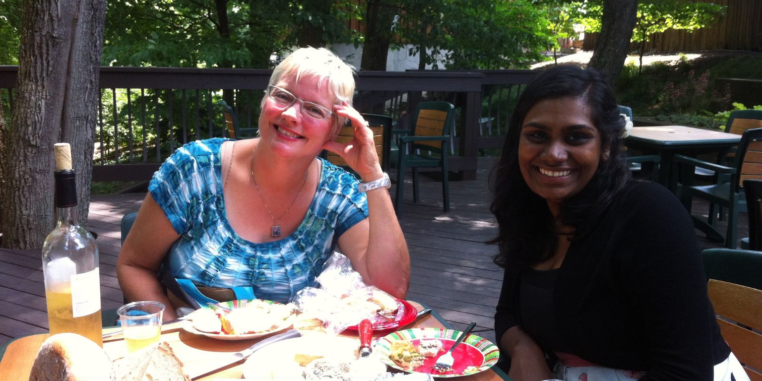 Marie Shakespeare and student at Oliver Winery