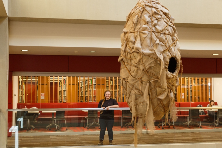 Shelby Lahne poses with 'Nests.'