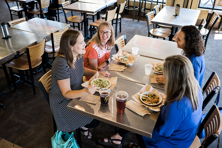 Amanda Peterson, Katie Shepherd, Samantha Schaefer and Carly Friedman meet for a monthly luncheon