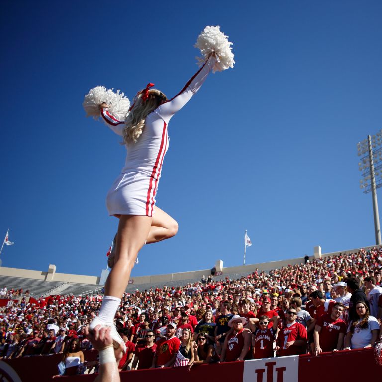 Cheerleaders at the IU homecoming football game