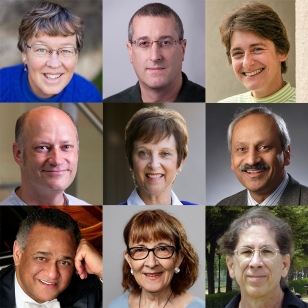 An image of all nine distinguished professors