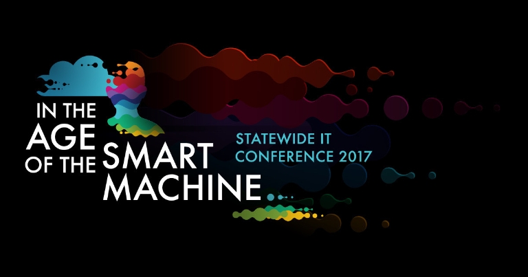 Graphic that says 'In the Age of the Smart Machine Statewide IT Conference 2017'