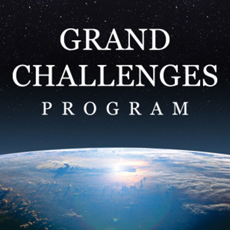 The words 'Grand Challenges program' over a shot of the Earth.