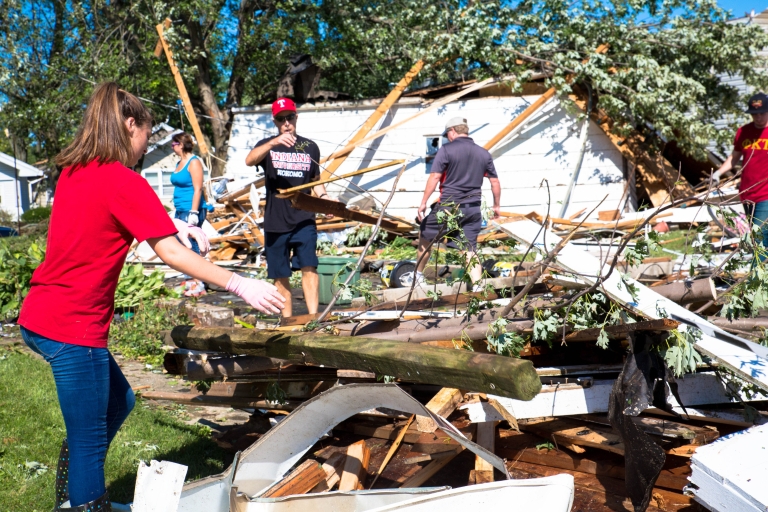 The Kokomo community cleans up following a tornado.