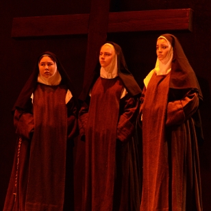 Virginia Mims, center, with nuns