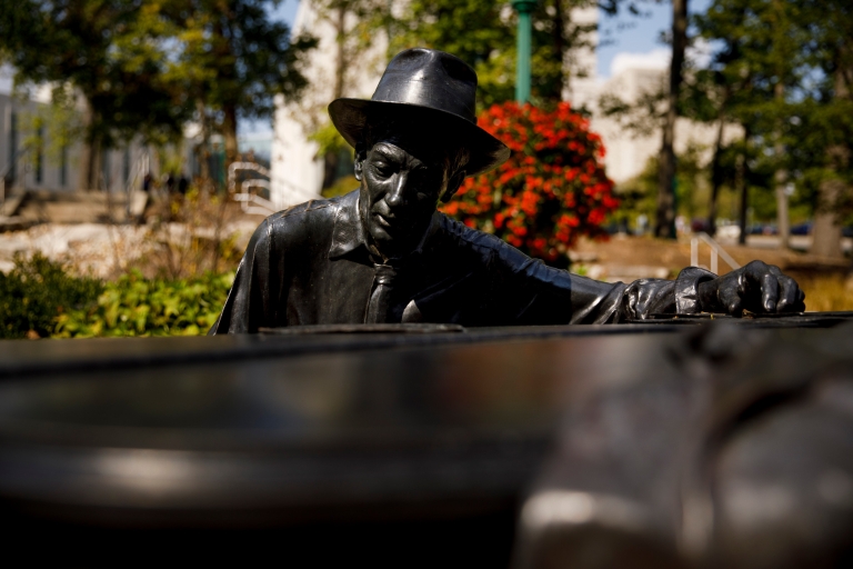 The Hoagie Carmichael statue outside of the IU Cinema