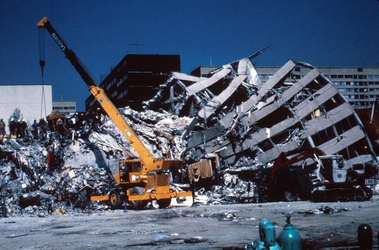 A building collapsed during the 1985 earthquake in Mexico City