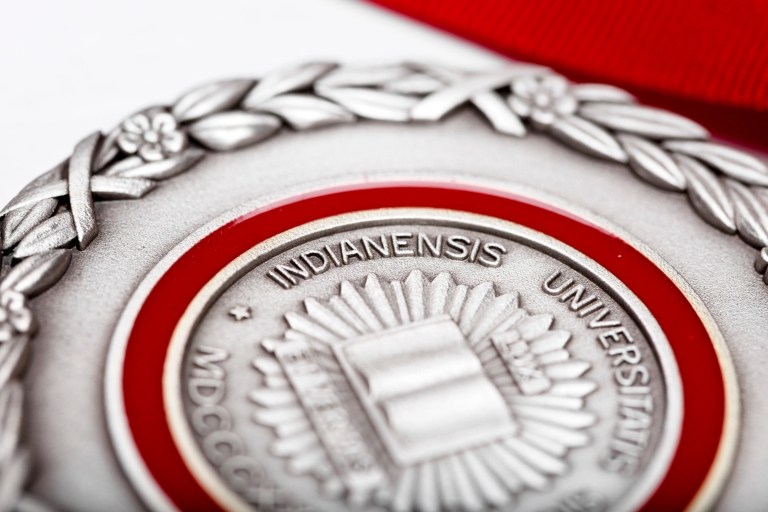 The IU seal on the Distinguished Service Medal