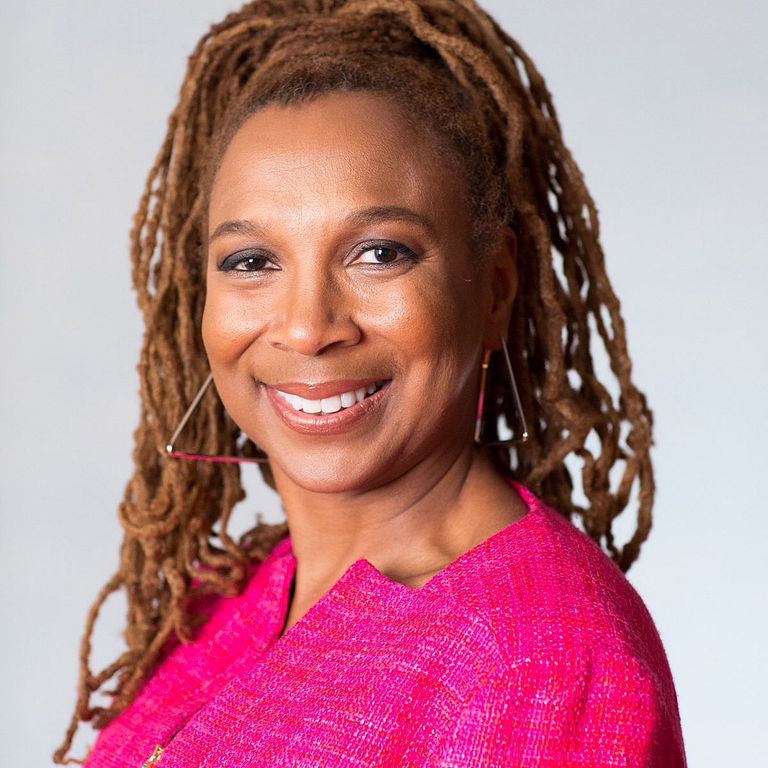 Kimberle Crenshaw smiles for a photo.