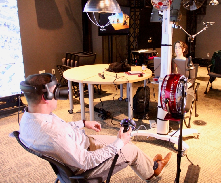 Dr. Dmitriy Golovyan tries out a virtual reality program.