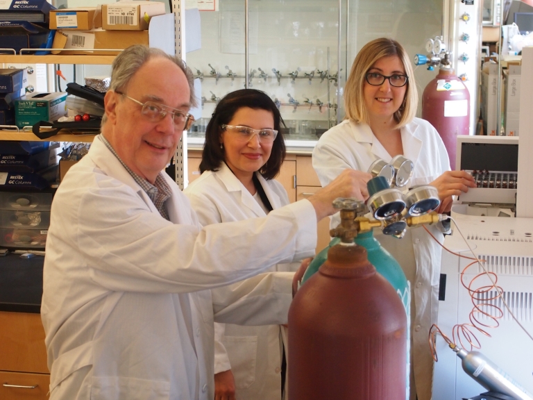 Scientists in the Hites lab: from left, Ronald Hites, Amina Salamova and Marta Venier