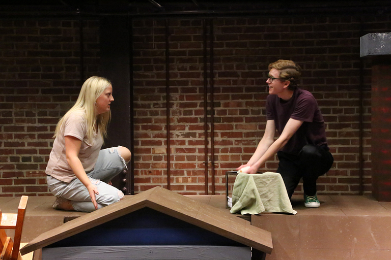 Actors rehearse the play 