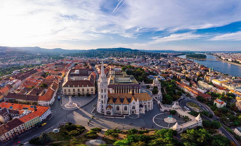 Aerial view of Budapest, Hungary.