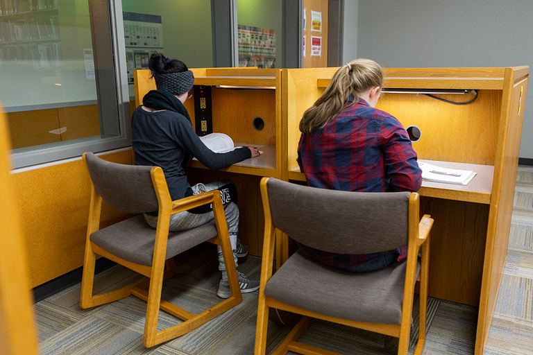 Students studying at desks