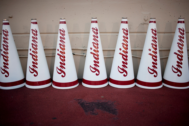 Megaphones that say Indiana on them