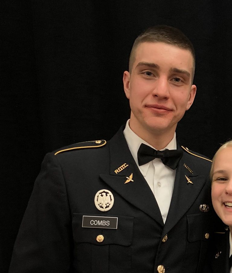 Alex Combs and Kate Wampler in their Army ROTC uniforms