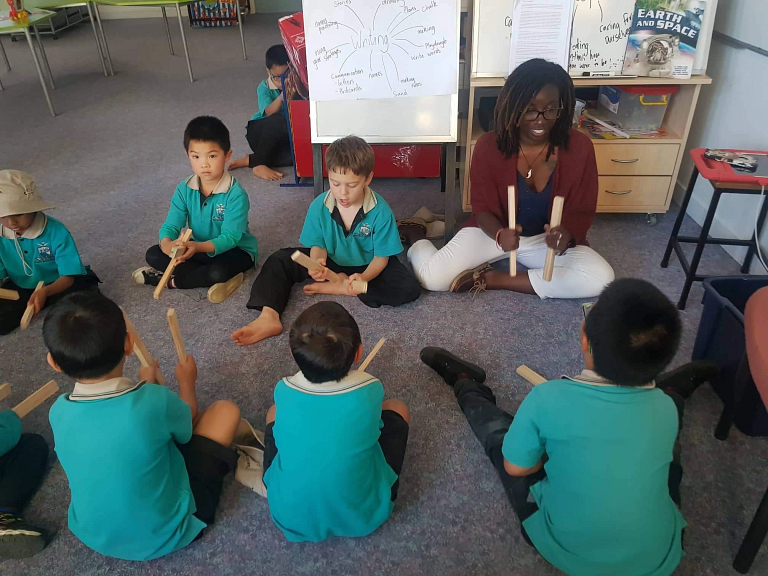 An IU student with children in New Zealand