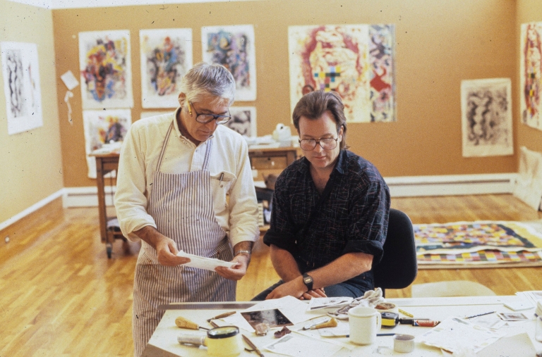 Kenneth Tyler and Terence La Noue examining proofs