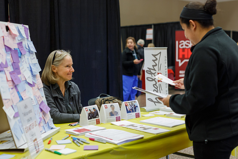 A booth at the health and benefits fair