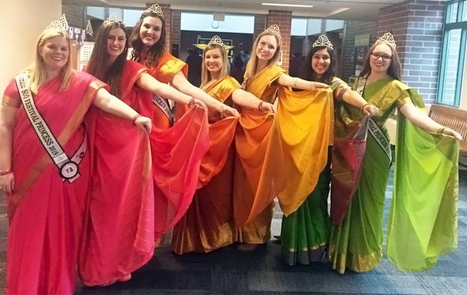 Princesses show off their traditional saris.