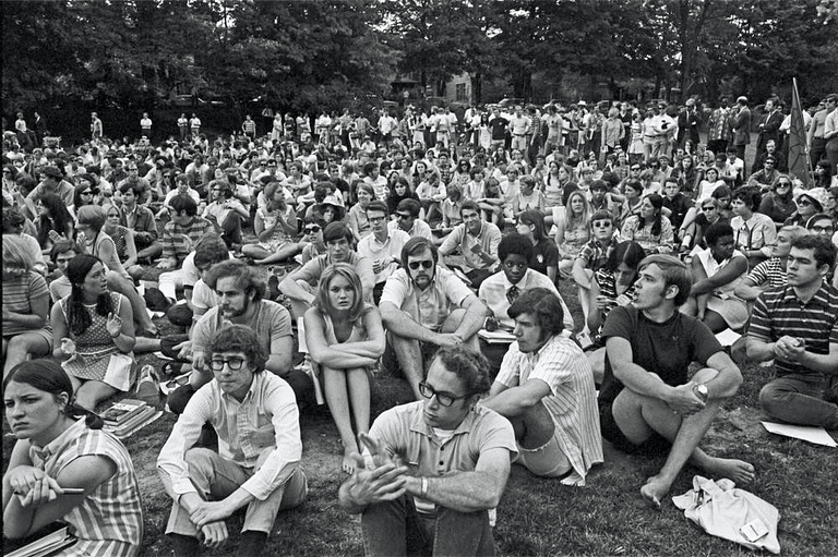 Students protest in Dunn Meadow in 1969