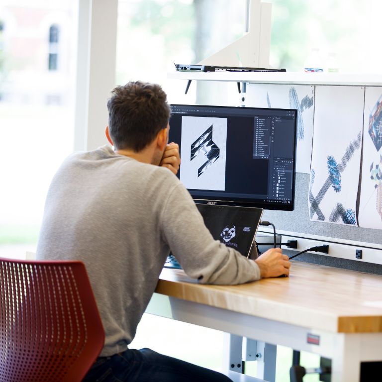 A student on a computer