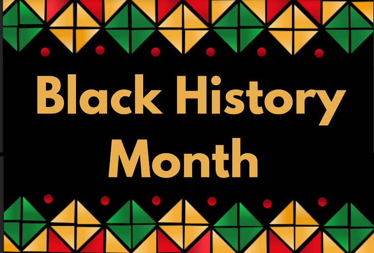 The words Black History Month on black background