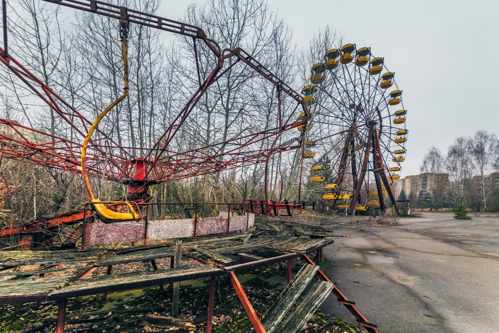 Abandoned amusement park in Pripyat near Chernobyl