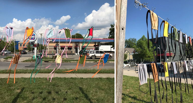 free masks on clotheslines outside