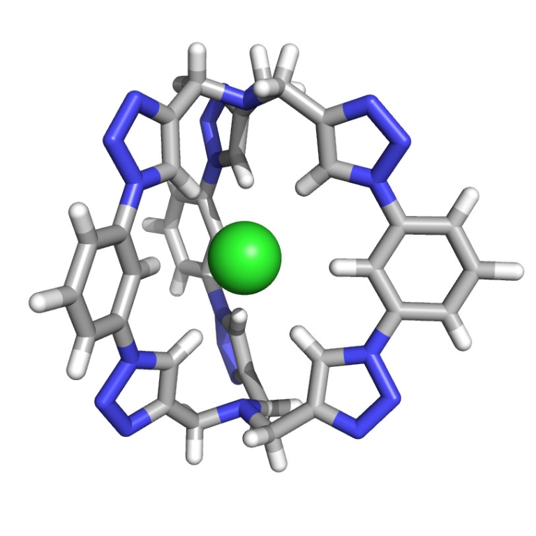 A computer-generated image of the chloride-capture molecule