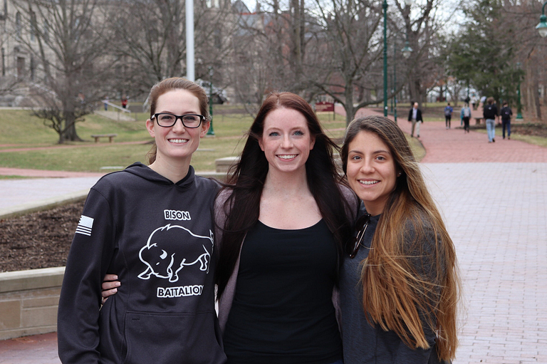 Analiese Smith, Jerah Bowen and Alyia Sones outside the Sample Gates. 