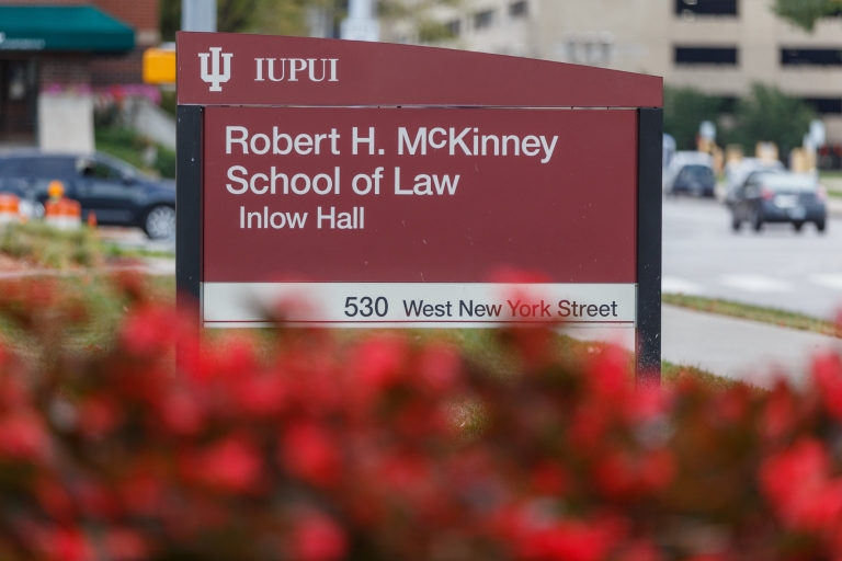 McKinney School of Law sign outside the building