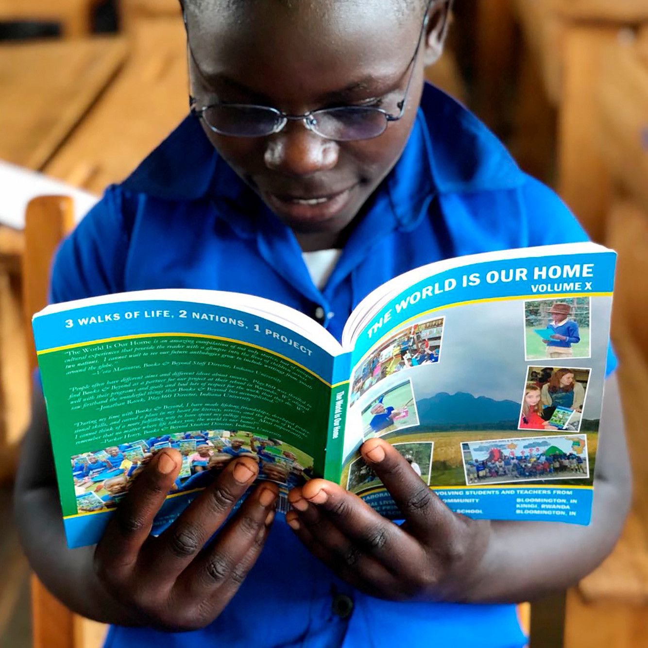 Kabwende Primary School student reads book