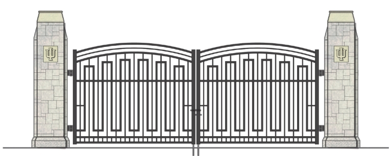 Rendering of a new iron and limestone gate planned for IU Bloomington.