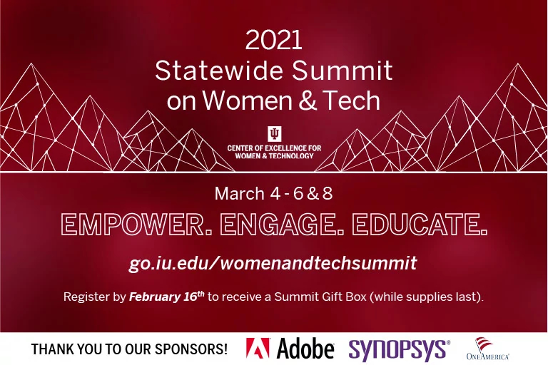 2021 statewide summit on women and tech graphic