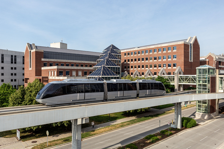 The IU Health People Mover makes a run.