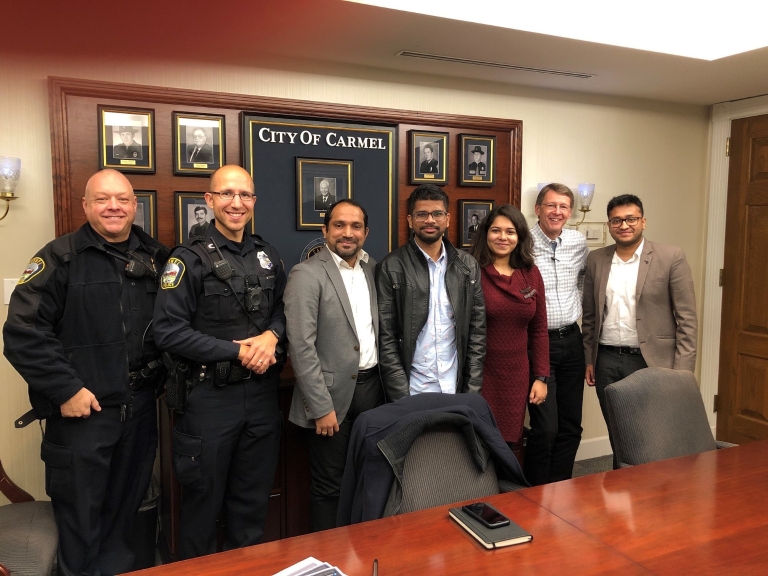 Carmel police officers with members of the IUPUI Tech to Protect team